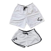 Kit Casal Shorts Iguais Moda Praia Bermuda Love Combinando