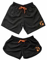 Kit Casal Shorts Moda Praia Piscina Feminino E Masculino Bermuda Mais Curta