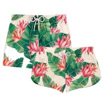 Kit Casal Shorts Praia Casal Dog Monster - Floral