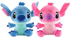 Kit Casal Stitch e Angel 25cm Pelúcias Fofinhas do Filme Lilo e Stitch