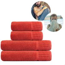 Kit Casal Toalhas Macias 2 Banho e 2 Rosto para Banheiro