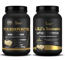 Kit Casal Whey Protein Touro Forte + Lilis Secrets femme concentrado com Colágeno 900g Baunilha