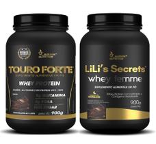 Kit Casal Whey Protein Touro Forte + Lilis Secrets femme concentrado com Colágeno 900g Chocolate