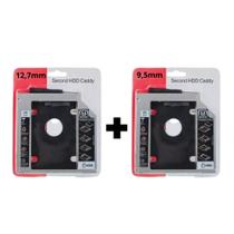 Kit Case Adaptador Caddy 12,7mm E 9,5mm Hd Ssd Dvd Notebook