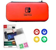 Kit Case Bag Estojo para Viagem Switch + Película De Vidro + 4 Grip