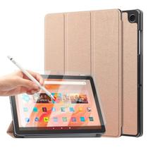 Kit Case+Caneta Stylus+Vidro Compatível Amazon Fire Dourado - Star Capas E Acessórios