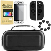 Kit Case Nintendo Switch Oled Pelicula Grip Silicone Joy Con Kit Case Nintendo Switch Oled Pelicula Grip Silicone Joy Con