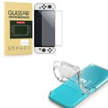 Kit Case Silicone para Nintendo Lite transparente e Película Vidro