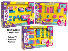 Kit Casinha banheiro Cozinha Sala de TV Boneca Judy brinquedo Kit Casinha banheiro Cozinha Sala de TV Boneca Judy brinquedo