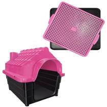 Kit Casinha Cachorro Gato N3 + Tapete Sanitario Dog Rosa - MecPet