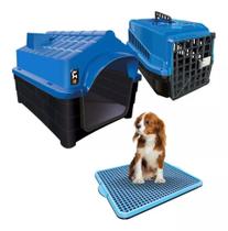 Kit Casinha Caixa De transporte E Sanitário Pet Dog N1