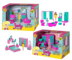 Kit Casinha com banheiro e quarto c/ Boneca Judy Acessórios Brinquedo Menina Kit Casinha com banheiro e quarto c/ Boneca Judy Acessórios Brinquedo Menina