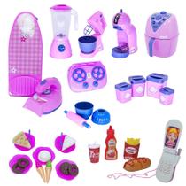 Kit Casinha Comidinhas Fogão Cooktop Forminha Celular 36pç Kit Casinha Comidinhas Fogão Cooktop Forminha Celular 36pç