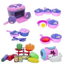 Kit Casinha Completo Gatinho Forno Legume Panela Fogão 24pç