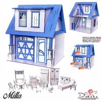 Kit Casinha Escala Barbie Garagem Milla Luli Com Moveis Lb