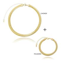 Kit Cassia - Choker + Pulseira Fio Alemão Grossa banhada em ouro 18k Kit Cassia - Choker + Pulseira Fio Alemão Grossa banhada em ouro 18k