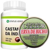 Kit Castanha 120 Cáps + Pomada Erva de Bicho - Status Verde