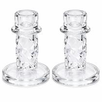 Kit Castiçal de Vidro Porta Vela Enfeite Minimalista 10 cm