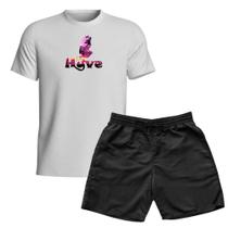 Kit Casual Camiseta Algodão e Short Tactel Com Bolsos Masculino