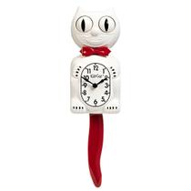 Kit Cat Klock Relógio Gato Candy Cane Vermelho com Olhos e Cauda Móveis Kit Cat Klock Relógio Gato Candy Cane Vermelho com Olhos e Cauda Móveis