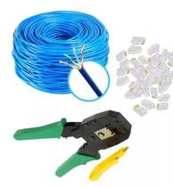 Kit CAT6 25m Cabo De Rede CFTV 20 Plug CAT-6 Rj45 + Alicate