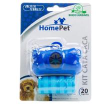 Kit Cata Caca HomePet Saquinhos Cata Cocô Biodegradáveis e Porta Saquinhos Mosquetão Metálico para Passeios com Cachorro