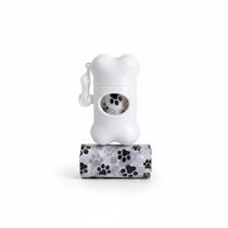 Kit Cata Caca Pet com Suporte Ossinho e Saquinhos Higiênicos Cor:Branco
