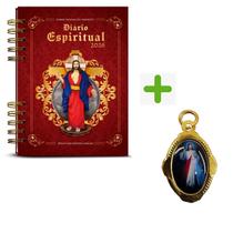 Kit Católico, Diário Espiritual 2026 Capa Clássica, Reginaldo Manzotti + Medalha Dourada Jesus Misericordioso