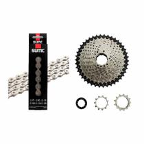 Kit Catraca Cassete Bicicleta 10 velocidades 11x42 + Corrente SUMC Silver 10V C/ Powerlink