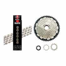 Kit Catraca Cassete Bicicleta 10 velocidades 11x50 + Corrente SUMC Silver 10V C/ Powerlink