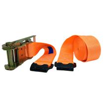 Kit Catraca e Cinta Amarração 10 TON 9m 100mm Laranja Gancho Patola Flat