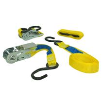 Kit Catraca e Cinta Amarração 540kg 2m 2,5cm Gancho S Amarela