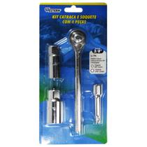 Kit Catraca E Soquete 4 Peças Aço Carbono 196 Western Kit Catraca E Soquete 4 Peças Aço Carbono 196 Western