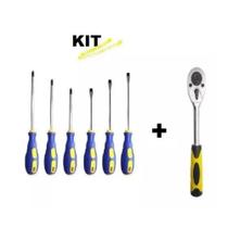 Kit Catraca Soquete 1/2 + Jogo De Chave Fenda/phillips 6 Pçs Kit Catraca Soquete 1/2 + Jogo De Chave Fenda/phillips 6 Pçs