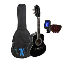 Kit Cavaco / Cavaquinho Acústico + Capa Simples + Afinador + 3 Palhetas -- CS14 -- Preto -- Linha Estudante / Iniciante