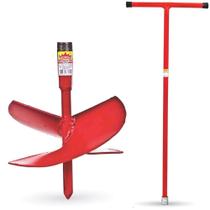 Kit Cavadeira Espiral Broca Trado Perfurar Solo Coroa 6 + Cabo 3/4" 1 Metro