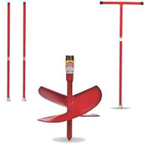 Kit Cavadeira Manual Espiral Trado Perfurar Solo 12 Polegadas + 1 Cabo T + 2 Extensor