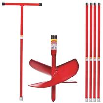 Kit Cavadeira Trado Espiral Broca Perfurar Solo 12 Polegadas + Cabo T + 4 Extensor 1 Metro