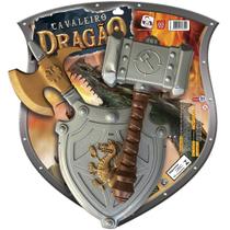 Kit cavaleiro dragao com martelo escudo e machado