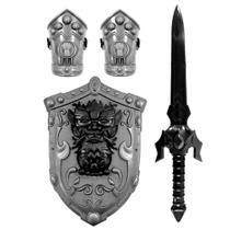 Kit Cavaleiro Medieval com Espada, Escudo e Braceletes