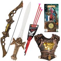 Kit Cavaleiro Medieval Guerreiro Espada Infantil Com Arco E Flecha Pais E Filhos