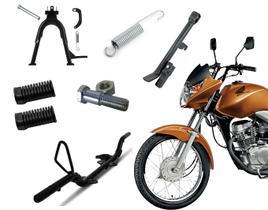Kit Cavalete Central + Lateral + Estribo + Borracha Cg Titan Fan 150 Ks Es Esd Ano 2004 Até 2013 Apoio Pino Mola Suporte Mola e Parafuso Pezinho Later