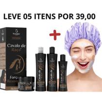 Kit Cavalo de Raça 4 Itens - Crescimento dos Cabelos e Touca Feminina de Cetim Anti Frizz