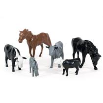 Kit Cavalo E Vaca Figuras Articuladas Fazendinha Infantil