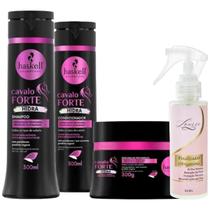 Kit Cavalo Forte Hidra Shampoo + Cond + Máscara 300ml Haskell + Finalizador Obrigatório Lourre 120ml