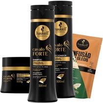 Kit Cavalo Forte Shampoo Condicionador Máscara 300gr Haskell Kit Cavalo Forte Shampoo Condicionador Máscara 300gr Haskell