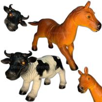 Kit Cavalo Vaca Brinquedo Grande Com Som Borracha Fazendinha Kit Cavalo Vaca Brinquedo Grande Com Som Borracha Fazendinha