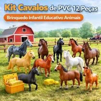 Kit Cavalos de PVC 12 Peças Brinquedo Infantil Educativo Animais Kit Cavalos de PVC 12 Peças Brinquedo Infantil Educativo Animais