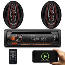 Kit CD Player Pioneer DEH-S1180UB 1 Din Interface Android MP3 + Alto Falante Bicho Papão 6x9" 350W
