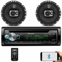 Kit CD Player Pioneer DEH-X500BR 1 Din Bluetooth Android iOS MP3 + Alto Falante Pioneer 6" 120W RMS